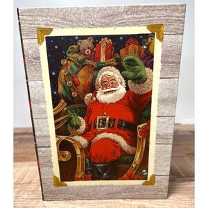 Decorative Christmas Santa Book-Shaped Storage Box With Plaid Interior